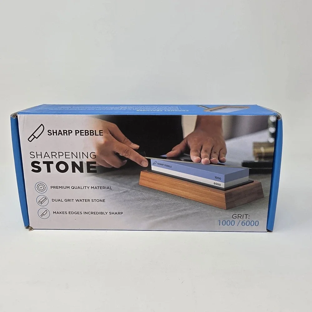 New Sharp Pebble Premium WhiteStone Sharpening Stone Bamboo Base 1000/6000 Grit